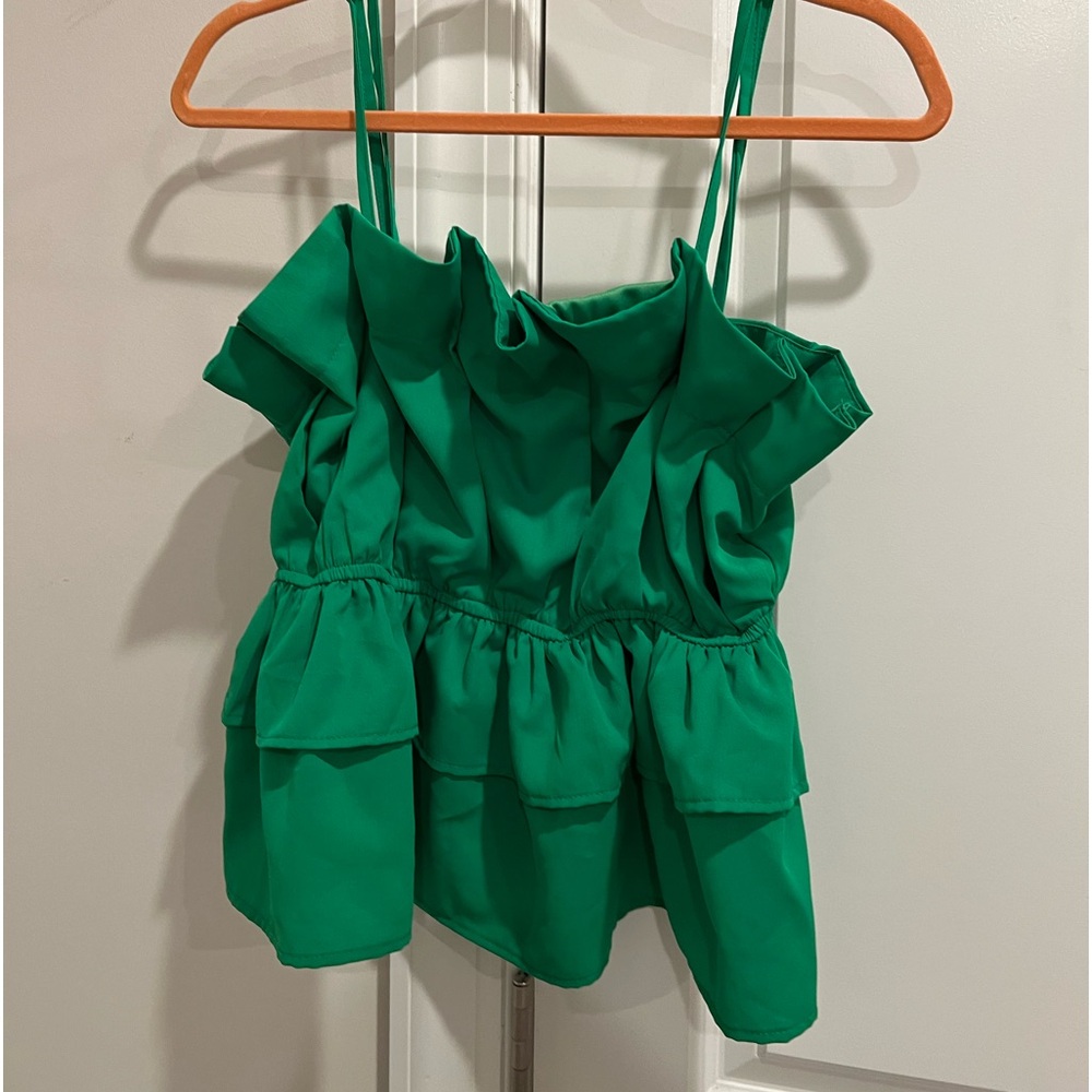Green TCEC ruffle top